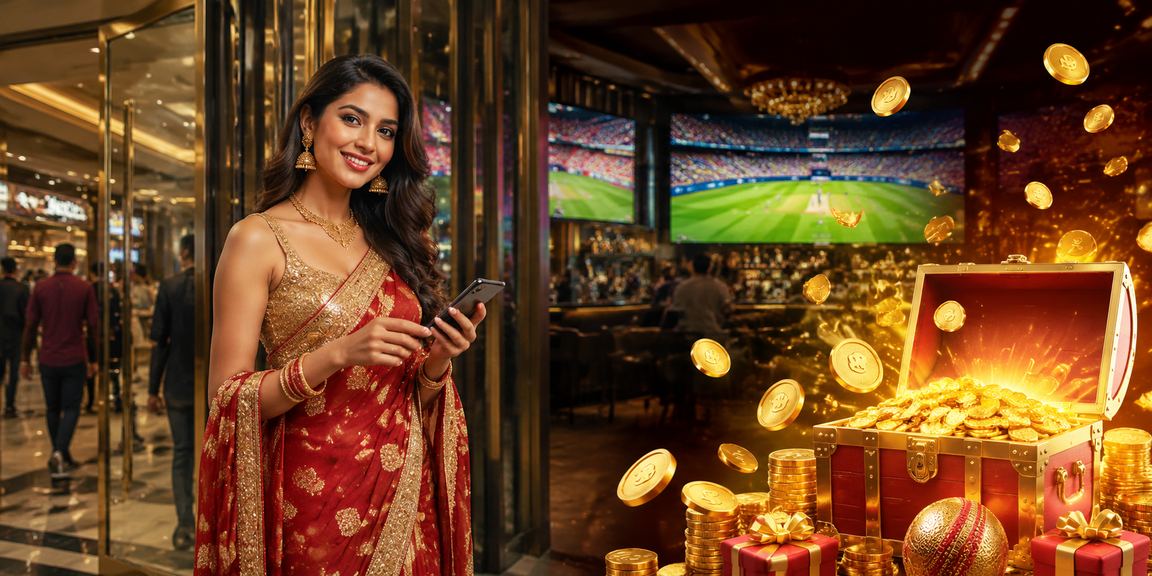 Indian cricket betting scene with traditional saree at dusk