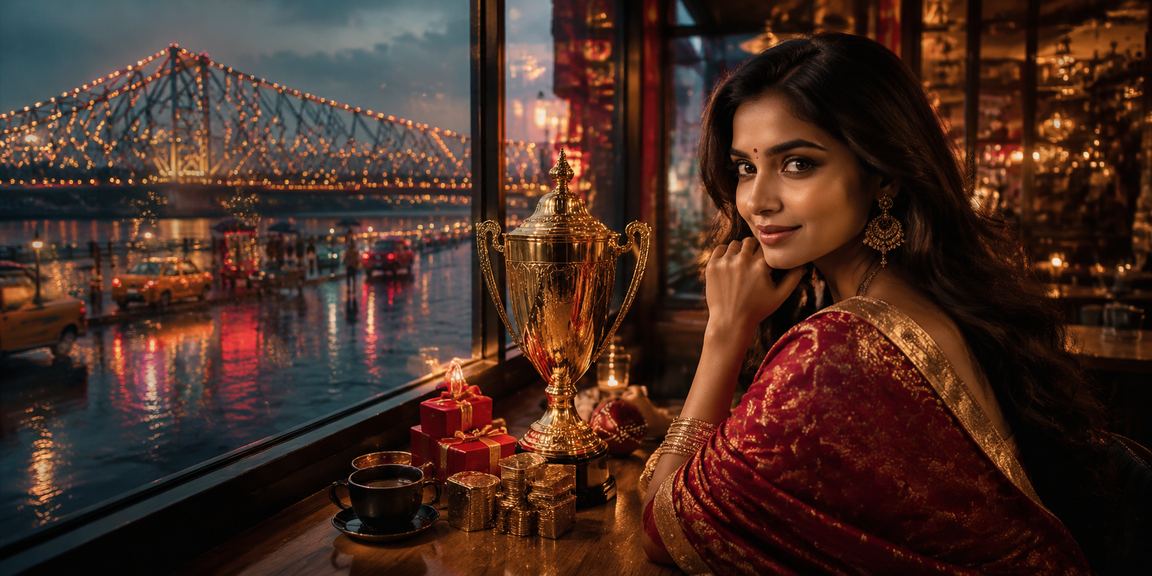 View of Howrah Bridge with players betting on cricket in Kolkata